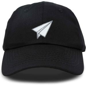 imageDALIX Paper Plane Hat Embroidered Mens Womens Baseball CapBlack