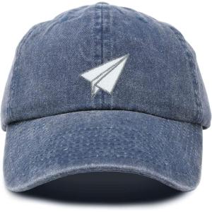 imageDALIX Paper Plane Hat Embroidered Mens Womens Baseball CapWashed Navy Blue