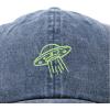 imageDALIX UFO Embroidered Alien Dad Hat Cotton Baseball Cap Adjustable MensWashed Navy Blue