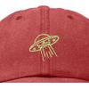 imageDALIX UFO Embroidered Alien Dad Hat Cotton Baseball Cap Adjustable MensWashed Red