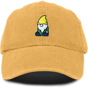 imageDALIX Gnome Embroidered Cotton Baseball Cap Adjustable Dad Hat MensWashed Gold