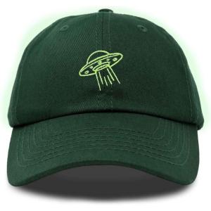 imageDALIX UFO Embroidered Alien Dad Hat Cotton Baseball Cap Adjustable MensDark Green