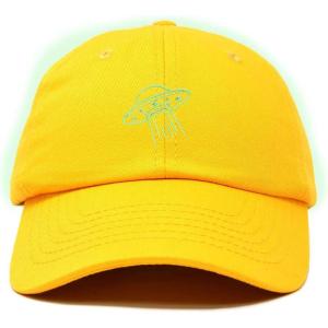 imageDALIX UFO Embroidered Alien Dad Hat Cotton Baseball Cap Adjustable MensGold