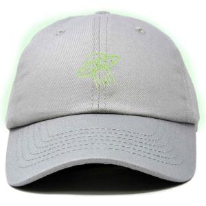 imageDALIX UFO Embroidered Alien Dad Hat Cotton Baseball Cap Adjustable MensGray