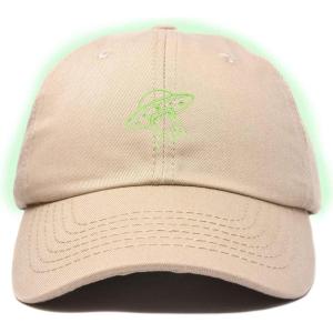 imageDALIX UFO Embroidered Alien Dad Hat Cotton Baseball Cap Adjustable MensKhaki