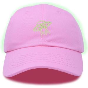 imageDALIX UFO Embroidered Alien Dad Hat Cotton Baseball Cap Adjustable MensLight Pink