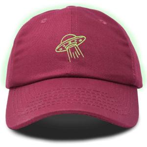 imageDALIX UFO Embroidered Alien Dad Hat Cotton Baseball Cap Adjustable MensMaroon