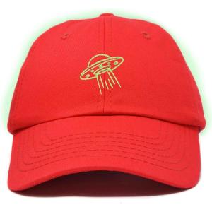 imageDALIX UFO Embroidered Alien Dad Hat Cotton Baseball Cap Adjustable MensRed