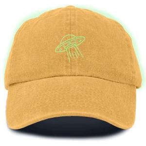 imageDALIX UFO Embroidered Alien Dad Hat Cotton Baseball Cap Adjustable MensWashed Gold