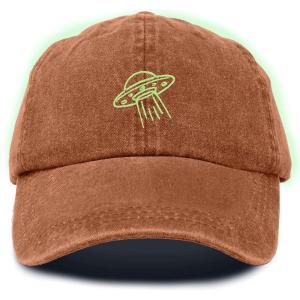 imageDALIX UFO Embroidered Alien Dad Hat Cotton Baseball Cap Adjustable MensWashed Orange
