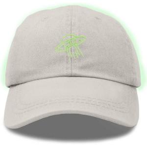 imageDALIX UFO Embroidered Alien Dad Hat Cotton Baseball Cap Adjustable MensWashed Stone White