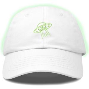 imageDALIX UFO Embroidered Alien Dad Hat Cotton Baseball Cap Adjustable MensWhite