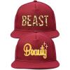imageDALIX Beauty and Beast Hat Set Men Women Flat Bill Couples CapMaroon