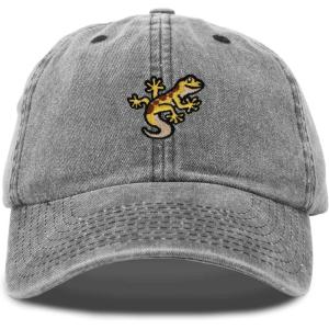 imageDALIX Gecko Cap Embroidered Mens Cotton Dad Hat Baseball HatWashed Black