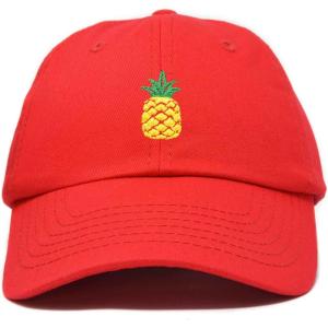 imageDALIX Pineapple Hat Unstructured Cotton Baseball CapRed