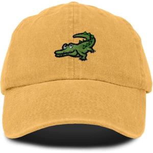 imageDALIX Alligator Cap Embroidered Mens Cotton Dad Hat Baseball HatWashed Gold