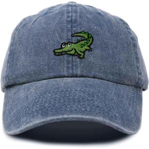 imageDALIX Alligator Cap Embroidered Mens Cotton Dad Hat Baseball HatWashed Navy Blue