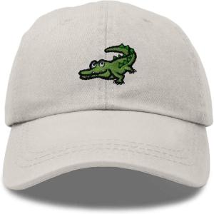 imageDALIX Alligator Cap Embroidered Mens Cotton Dad Hat Baseball HatWashed Stone White
