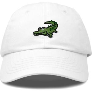 imageDALIX Alligator Cap Embroidered Mens Cotton Dad Hat Baseball HatWhite