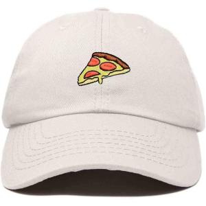 imageDALIX Pizza Slice Embroidered Dad Cap Cotton Baseball Hat UnisexBeige