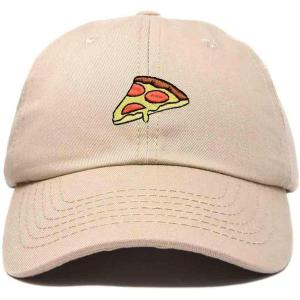 imageDALIX Pizza Slice Embroidered Dad Cap Cotton Baseball Hat UnisexKhaki