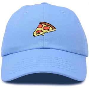 imageDALIX Pizza Slice Embroidered Dad Cap Cotton Baseball Hat UnisexLight Blue