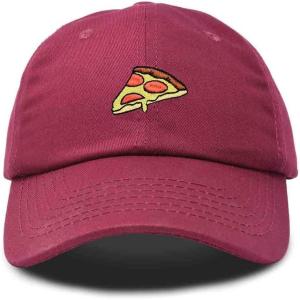imageDALIX Pizza Slice Embroidered Dad Cap Cotton Baseball Hat UnisexMaroon