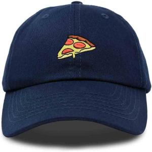 imageDALIX Pizza Slice Embroidered Dad Cap Cotton Baseball Hat UnisexNavy Blue