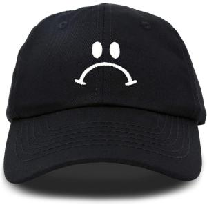 imageDALIX Sad Face Hat Mens Womens Sadface Frowning Baseball CapBlack