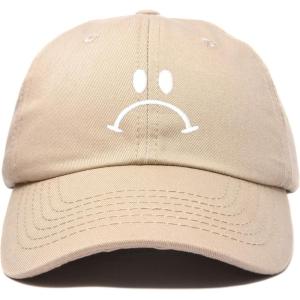imageDALIX Sad Face Hat Mens Womens Sadface Frowning Baseball CapKhaki