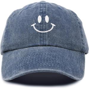 imageDALIX Smile Baseball Cap Smiling Face Happy Dad Hat Men Women TeensNavy Blue Vintage