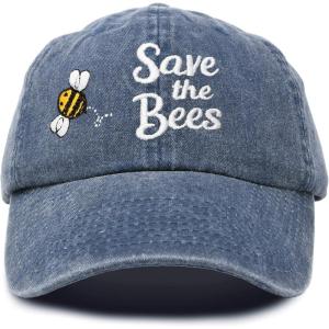 imageDALIX Save The Bees Baseball Cap Dad Hat Embroidered Women GirlsWashed Navy Blue