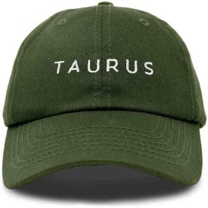 imageDALIX Taurus Dad Hat Embroidered Zodiac Astrology Cotton Baseball CapOlive