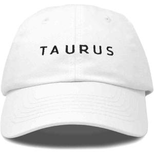 imageDALIX Taurus Dad Hat Embroidered Zodiac Astrology Cotton Baseball CapWhite