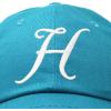 imageDALIX Initial Hat Letter H Womens Baseball Cap Monogram Cursive EmbroiderTeal