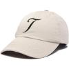 imageDALIX Initial Hat Letter T Womens Baseball Cap Monogram Cursive EmbroiderBeige