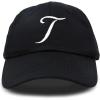 imageDALIX Initial Hat Letter T Womens Baseball Cap Monogram Cursive EmbroiderBlack