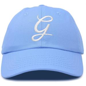imageDALIX Initial Hat Letter G Womens Baseball Cap Monogram Cursive EmbroiderLight Blue