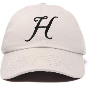 imageDALIX Initial Hat Letter H Womens Baseball Cap Monogram Cursive EmbroiderBeige