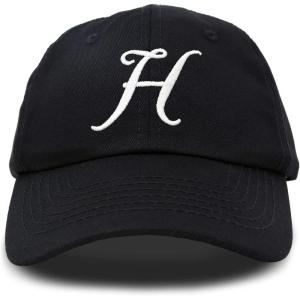 imageDALIX Initial Hat Letter H Womens Baseball Cap Monogram Cursive EmbroiderBlack
