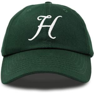imageDALIX Initial Hat Letter H Womens Baseball Cap Monogram Cursive EmbroiderDark Green