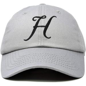 imageDALIX Initial Hat Letter H Womens Baseball Cap Monogram Cursive EmbroiderGray