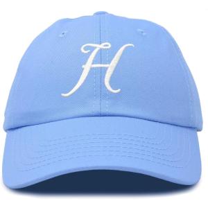 imageDALIX Initial Hat Letter H Womens Baseball Cap Monogram Cursive EmbroiderLight Blue