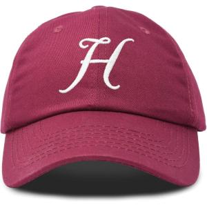 imageDALIX Initial Hat Letter H Womens Baseball Cap Monogram Cursive EmbroiderMaroon