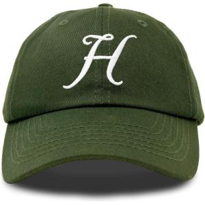 imageDALIX Initial Hat Letter H Womens Baseball Cap Monogram Cursive EmbroiderOlive