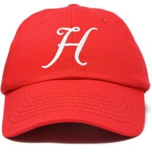 imageDALIX Initial Hat Letter H Womens Baseball Cap Monogram Cursive EmbroiderRed