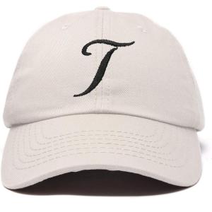imageDALIX Initial Hat Letter T Womens Baseball Cap Monogram Cursive EmbroiderBeige