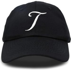 imageDALIX Initial Hat Letter T Womens Baseball Cap Monogram Cursive EmbroiderBlack