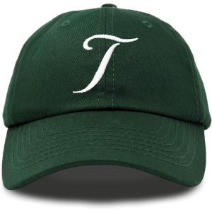 imageDALIX Initial Hat Letter T Womens Baseball Cap Monogram Cursive EmbroiderDark Green