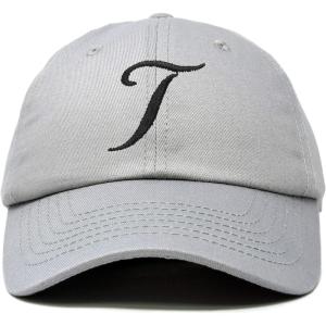 imageDALIX Initial Hat Letter T Womens Baseball Cap Monogram Cursive EmbroiderGray